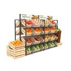 Metal Wooden Fruit And Vegetable Display Stand TGL OEM ISO9001 Certification