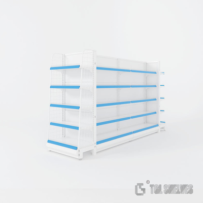 Heavy Duty Gondola Store Shelving , wood supermarket gondola shelves Multi Layers