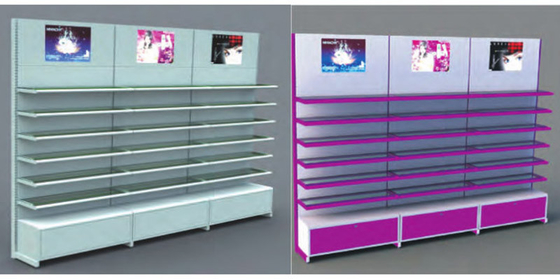 Steel Cosmetics Display Shelf For Retail Cosmetic Shop Powder Coating ODM